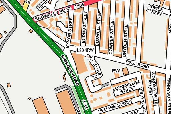 L20 4RW map - OS OpenMap – Local (Ordnance Survey)