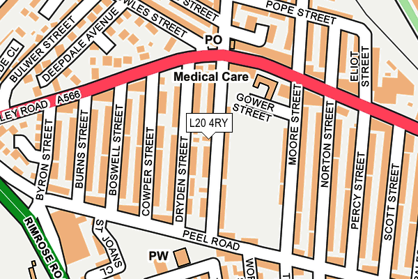 L20 4RY map - OS OpenMap – Local (Ordnance Survey)