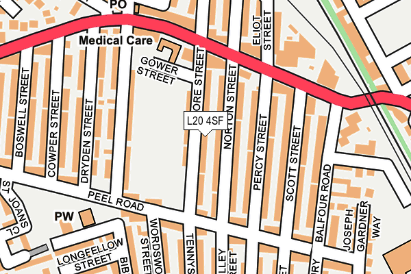 L20 4SF map - OS OpenMap – Local (Ordnance Survey)