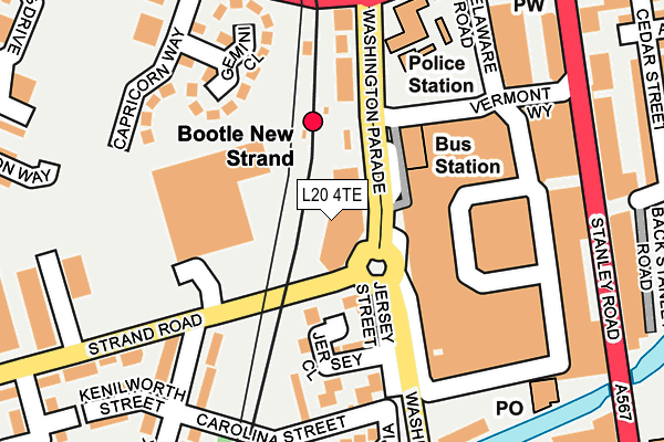 L20 4TE map - OS OpenMap – Local (Ordnance Survey)