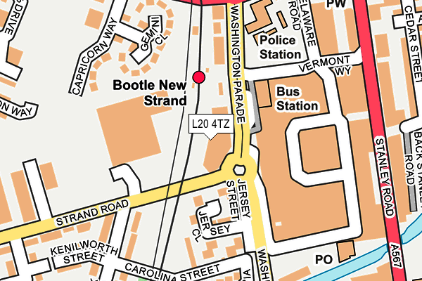 L20 4TZ map - OS OpenMap – Local (Ordnance Survey)