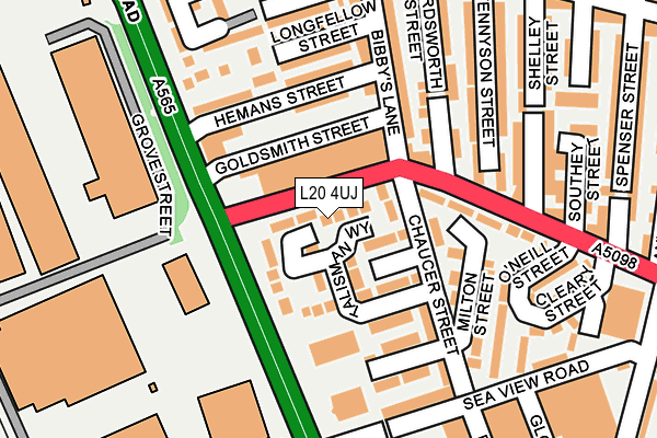 L20 4UJ map - OS OpenMap – Local (Ordnance Survey)