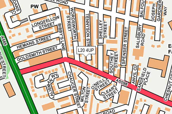 L20 4UP map - OS OpenMap – Local (Ordnance Survey)