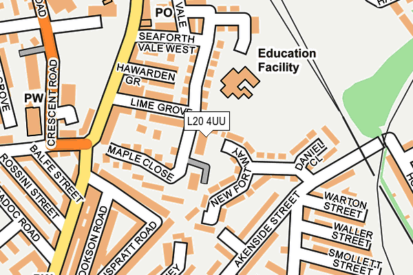 L20 4UU map - OS OpenMap – Local (Ordnance Survey)