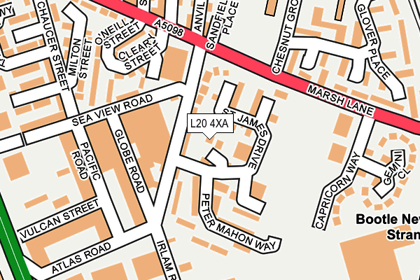 L20 4XA map - OS OpenMap – Local (Ordnance Survey)