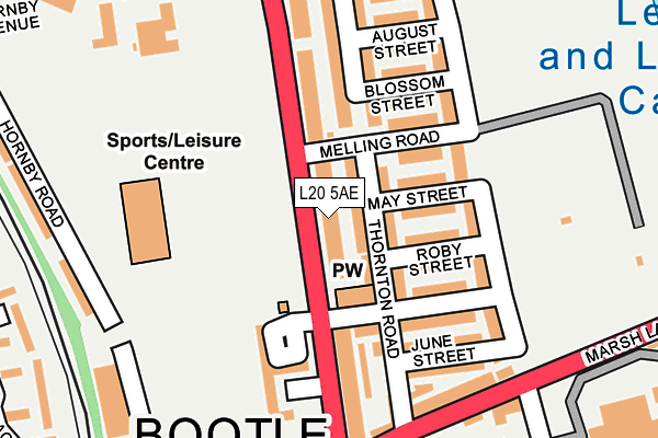 L20 5AE map - OS OpenMap – Local (Ordnance Survey)