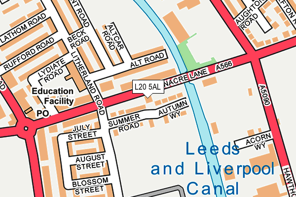 L20 5AL map - OS OpenMap – Local (Ordnance Survey)