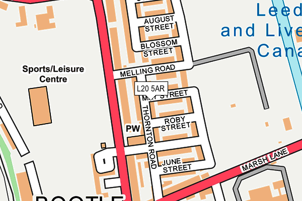 L20 5AR map - OS OpenMap – Local (Ordnance Survey)