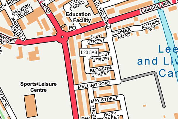 L20 5AS map - OS OpenMap – Local (Ordnance Survey)