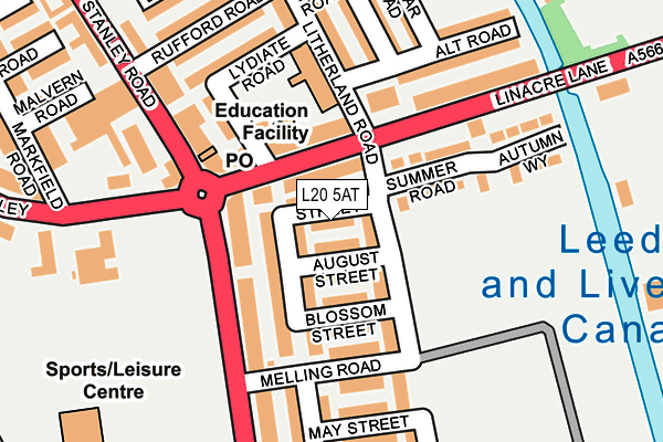 L20 5AT map - OS OpenMap – Local (Ordnance Survey)