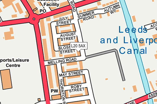 L20 5AX map - OS OpenMap – Local (Ordnance Survey)