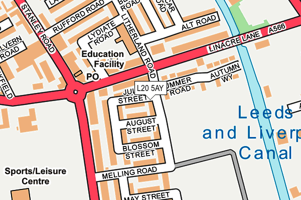 L20 5AY map - OS OpenMap – Local (Ordnance Survey)