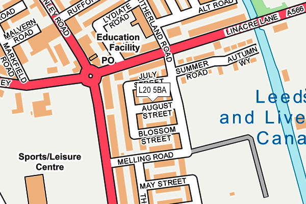 L20 5BA map - OS OpenMap – Local (Ordnance Survey)