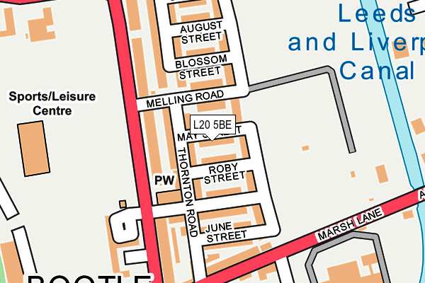 L20 5BE map - OS OpenMap – Local (Ordnance Survey)