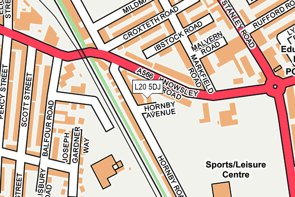 L20 5DJ map - OS OpenMap – Local (Ordnance Survey)