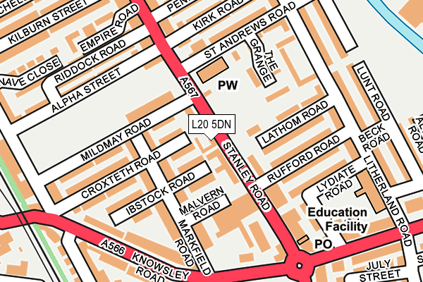 L20 5DN map - OS OpenMap – Local (Ordnance Survey)