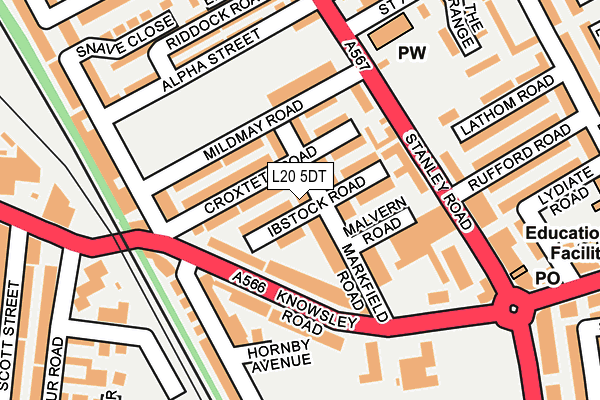 L20 5DT map - OS OpenMap – Local (Ordnance Survey)