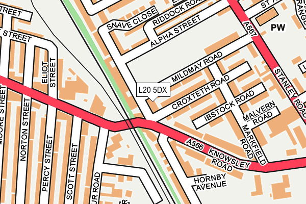 L20 5DX map - OS OpenMap – Local (Ordnance Survey)