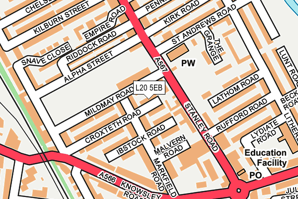 L20 5EB map - OS OpenMap – Local (Ordnance Survey)