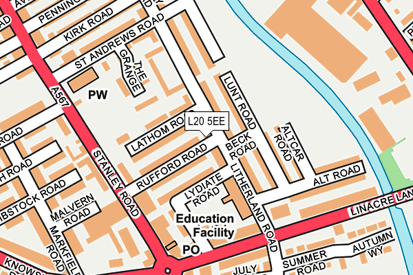 L20 5EE map - OS OpenMap – Local (Ordnance Survey)