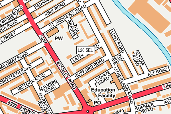 L20 5EL map - OS OpenMap – Local (Ordnance Survey)