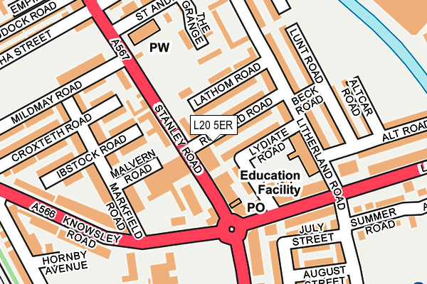 L20 5ER map - OS OpenMap – Local (Ordnance Survey)