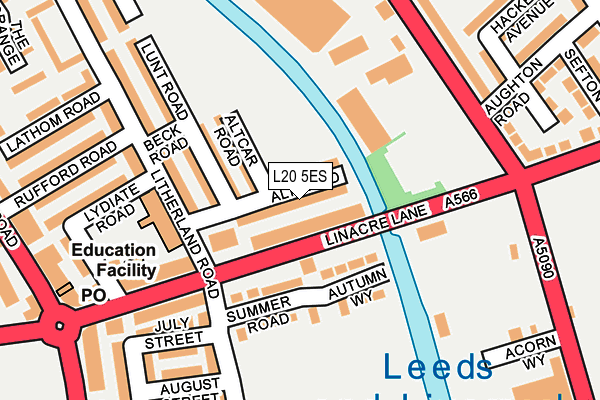 L20 5ES map - OS OpenMap – Local (Ordnance Survey)