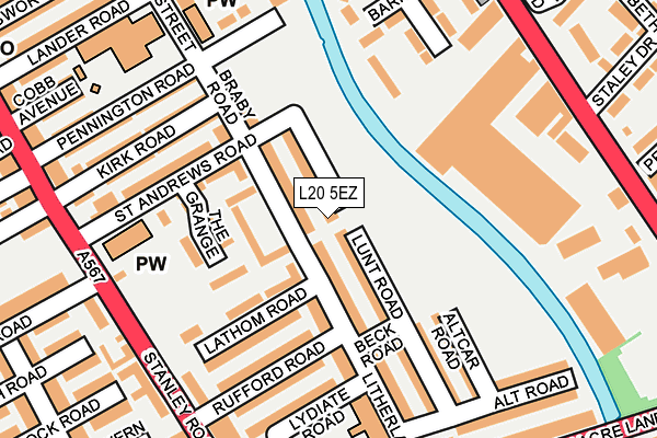 L20 5EZ map - OS OpenMap – Local (Ordnance Survey)