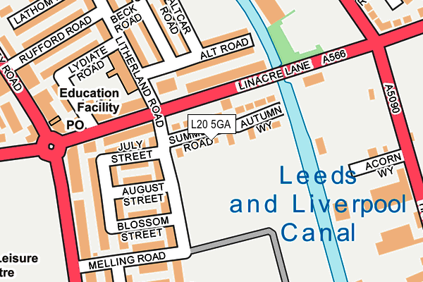 L20 5GA map - OS OpenMap – Local (Ordnance Survey)