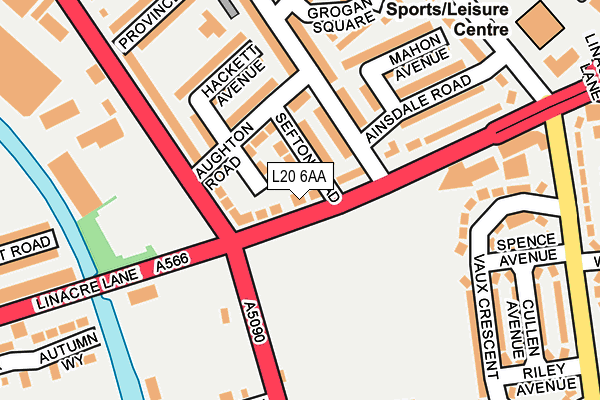 L20 6AA map - OS OpenMap – Local (Ordnance Survey)