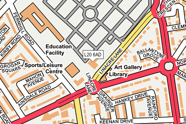 L20 6AD map - OS OpenMap – Local (Ordnance Survey)