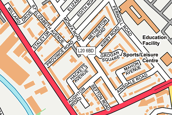 L20 6BD map - OS OpenMap – Local (Ordnance Survey)