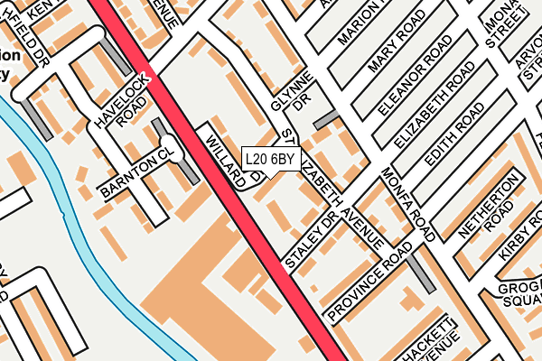 L20 6BY map - OS OpenMap – Local (Ordnance Survey)