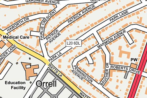 L20 6DL map - OS OpenMap – Local (Ordnance Survey)