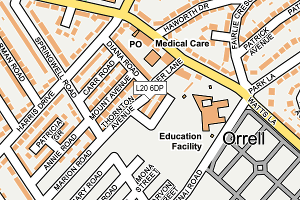 L20 6DP map - OS OpenMap – Local (Ordnance Survey)