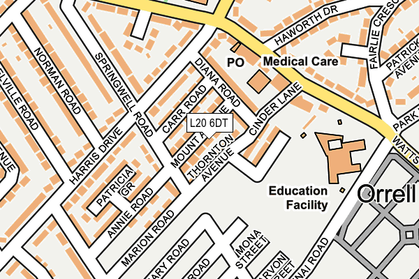 L20 6DT map - OS OpenMap – Local (Ordnance Survey)