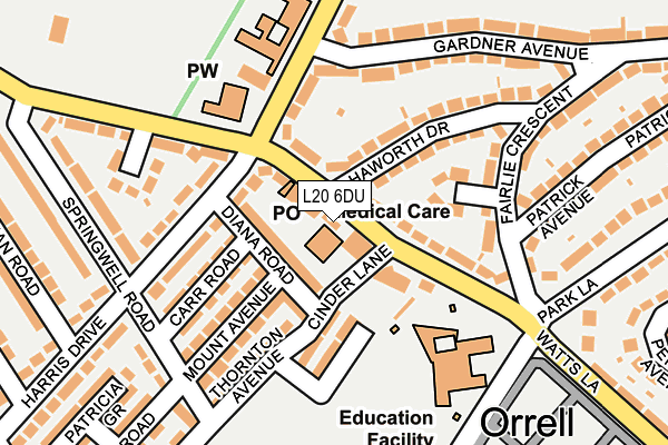 L20 6DU map - OS OpenMap – Local (Ordnance Survey)
