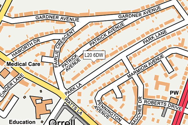 L20 6DW map - OS OpenMap – Local (Ordnance Survey)