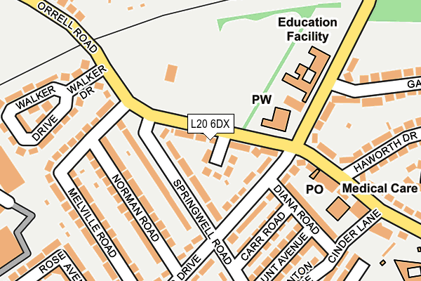 L20 6DX map - OS OpenMap – Local (Ordnance Survey)