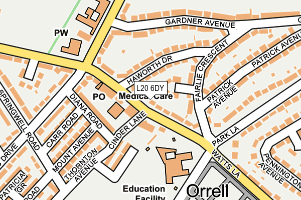 L20 6DY map - OS OpenMap – Local (Ordnance Survey)