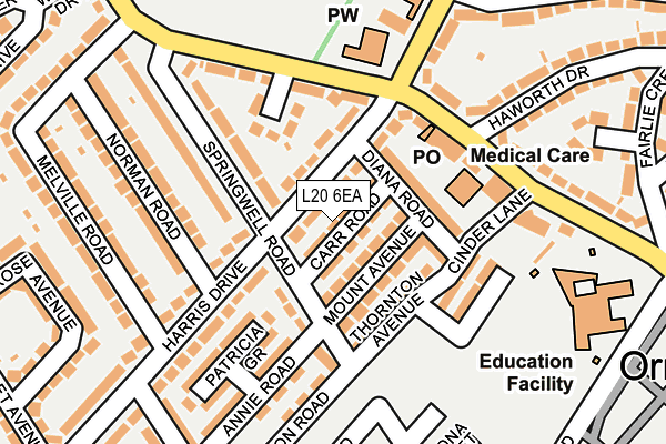 L20 6EA map - OS OpenMap – Local (Ordnance Survey)