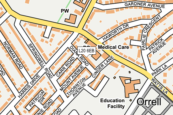 L20 6EB map - OS OpenMap – Local (Ordnance Survey)