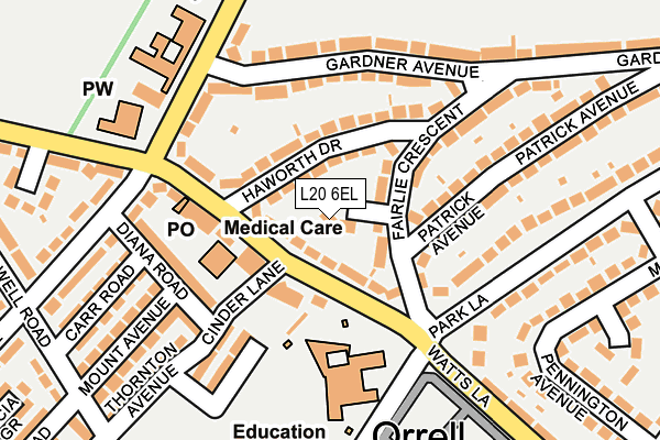 L20 6EL map - OS OpenMap – Local (Ordnance Survey)