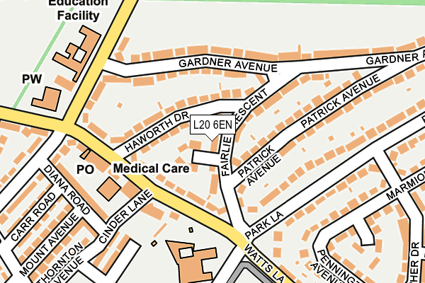 L20 6EN map - OS OpenMap – Local (Ordnance Survey)