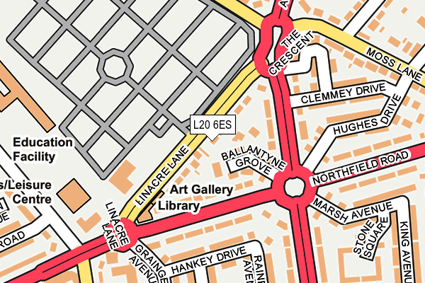 L20 6ES map - OS OpenMap – Local (Ordnance Survey)