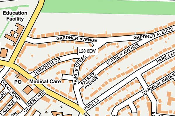 L20 6EW map - OS OpenMap – Local (Ordnance Survey)