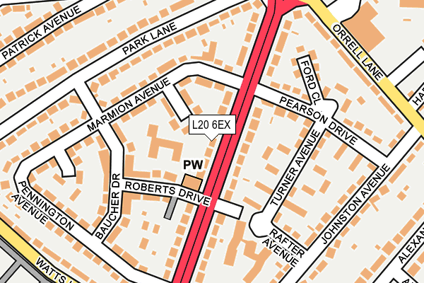 L20 6EX map - OS OpenMap – Local (Ordnance Survey)