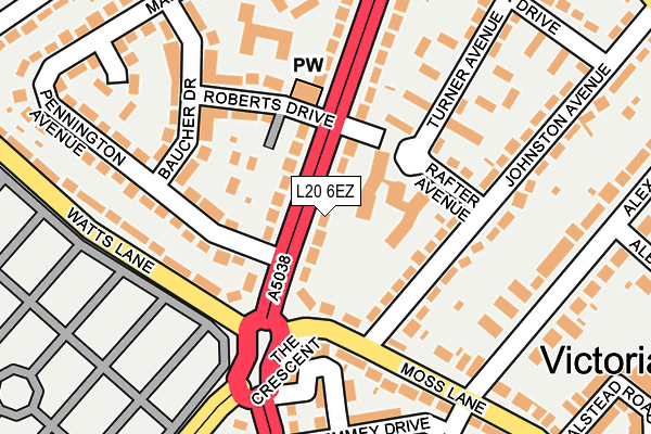 L20 6EZ map - OS OpenMap – Local (Ordnance Survey)