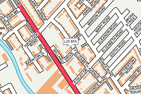 L20 6FA map - OS OpenMap – Local (Ordnance Survey)