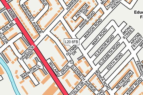 L20 6FB map - OS OpenMap – Local (Ordnance Survey)
